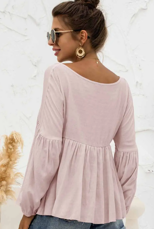 Kira Long Sleeve Blush Top