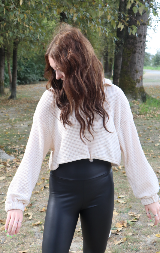 Rae Beige Waffle Knit Top